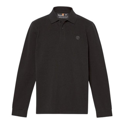 Front - Timberland Mens Ribbed Regular Long-Sleeved Polo Shirt