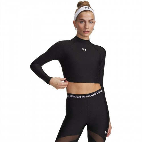 Front - Under Armour Womens/Ladies HeatGear Mock Neck Crop Top