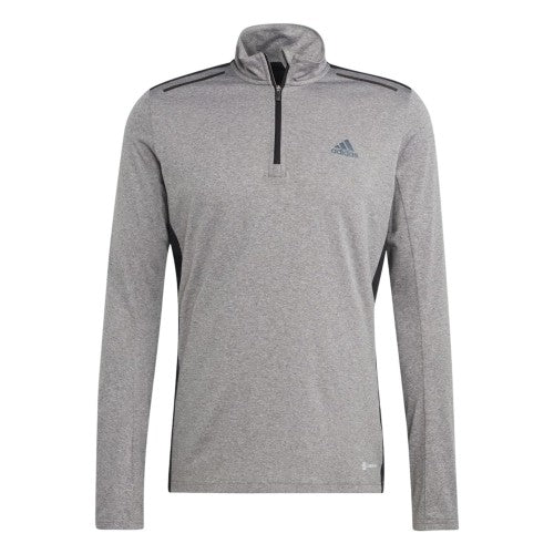 Front - Adidas Mens Logo Quarter Zip Slim Long-Sleeved Track Top