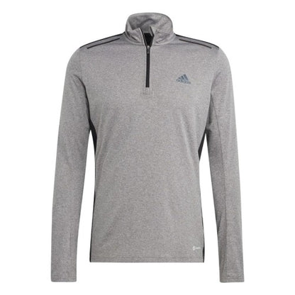 Front - Adidas Mens Logo Quarter Zip Slim Long-Sleeved Track Top