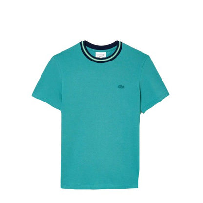 Front - Lacoste Mens Contrast Striped Pique Stretch T-Shirt