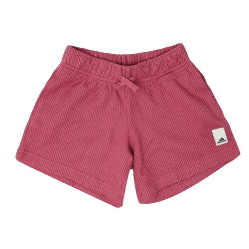 Front - Adidas Boys Waffle Knit Loose Fit Lounge Shorts