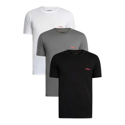 Front - Hugo Mens Triplet Logo T-Shirt (Pack of 3)