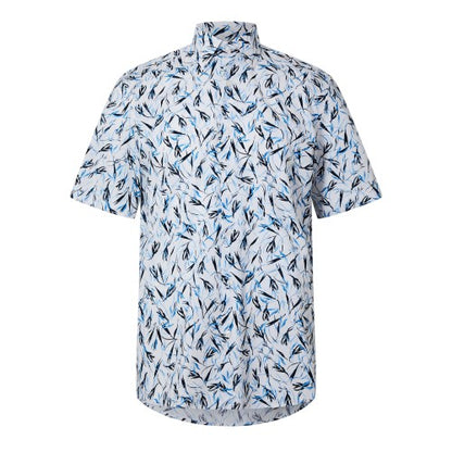 Front - Boss Mens Joe Leaf Print Short-Sleeved Shirt