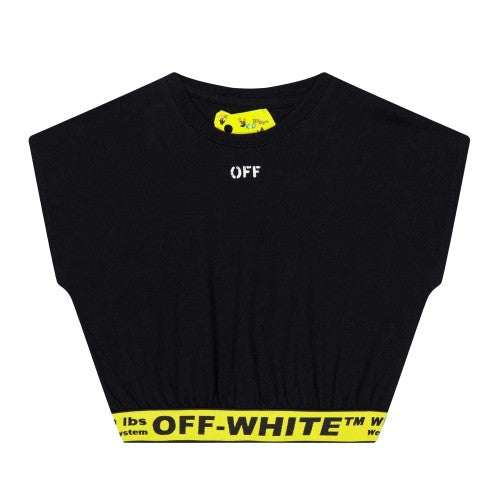 Front - Off White Childrens/Kids Cropped Regular T-Shirt