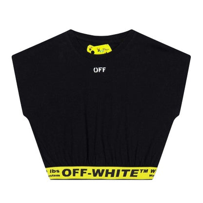 Front - Off White Childrens/Kids Cropped Regular T-Shirt
