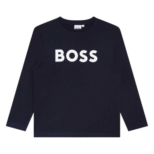 Front - Boss Boys Logo Long-Sleeved T-Shirt