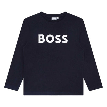 Front - Boss Boys Logo Long-Sleeved T-Shirt