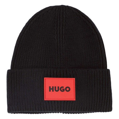 Front - Hugo Childrens/Kids Logo Ribbed Beanie