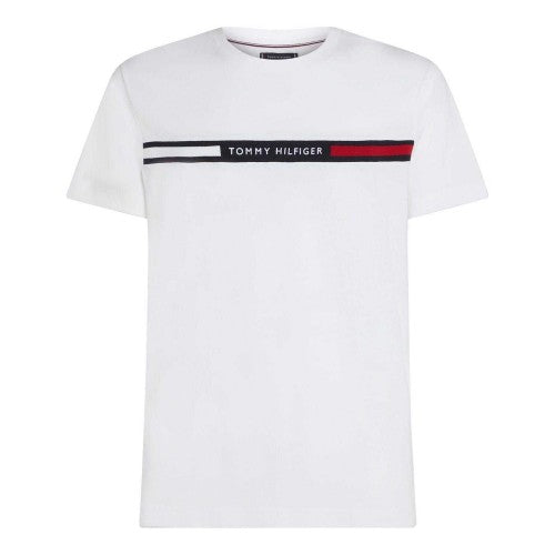 Front - Tommy Hilfiger Mens Panel Cotton Branded Tape Regular T-Shirt