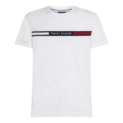 Front - Tommy Hilfiger Mens Panel Cotton Branded Tape Regular T-Shirt