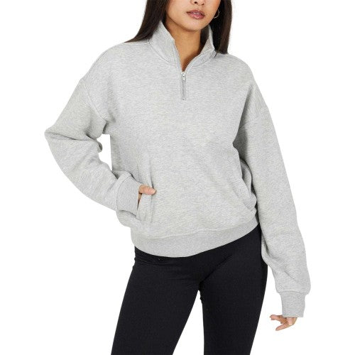 Front - Brave Soul Womens/Ladies Quarter Zip Sweatshirt