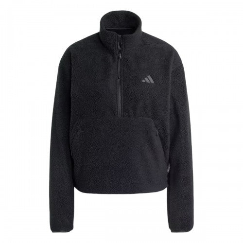 Front - Adidas Womens/Ladies Embroidered Logo Half Zip Long-Sleeved Sweatshirt