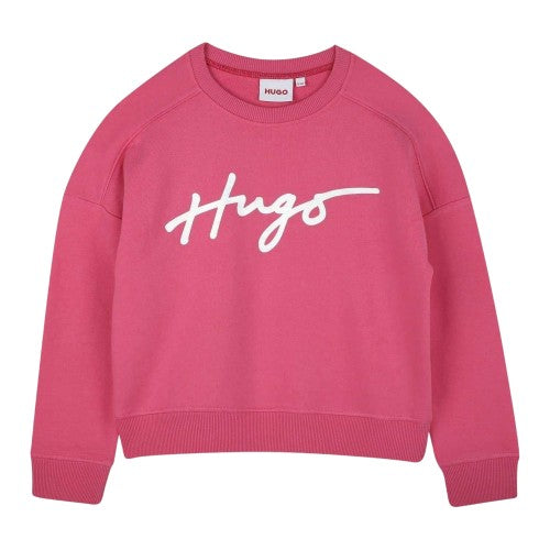 Front - Hugo Girls Logo Crew Neck Regular Sweatshirt