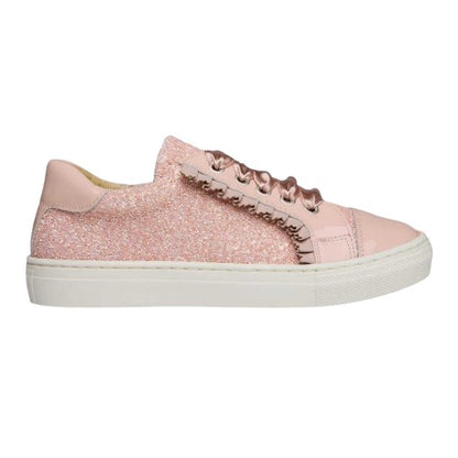 Front - Andanines Girls Glitter Patent Leather Flat Trainers