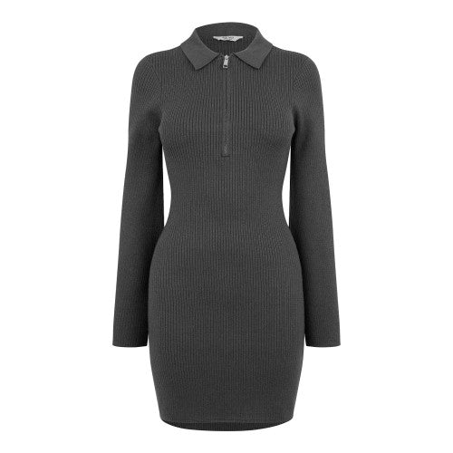 Front - Jack Wills Womens/Ladies Zip Neck Mini Shirt Dress