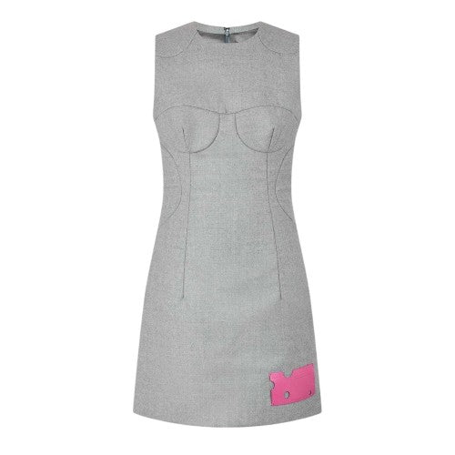 Front - Off White Womens/Ladies Sheath Wool Sleeveless Mini Dress