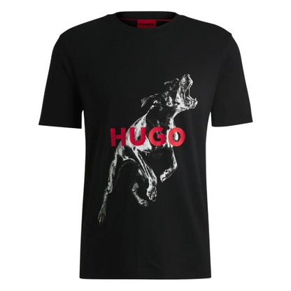 Front - Hugo Mens Dog Oversized T-Shirt