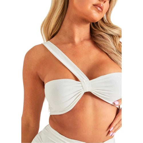 Front - Missy Empire Womens/Ladies Double Layer One Shoulder Crop Top