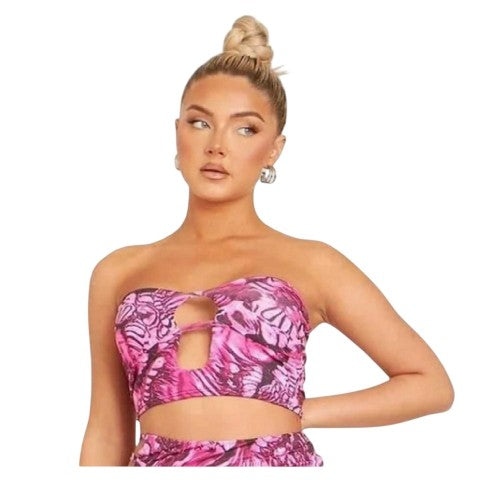Front - Missy Empire Womens/Ladies Floral Cut Out Crop Top