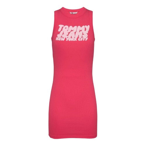 Front - Tommy Jeans Womens/Ladies Ribbed Sleeveless Tank Dress