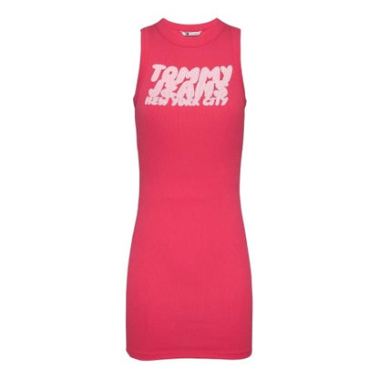Front - Tommy Jeans Womens/Ladies Ribbed Sleeveless Tank Dress
