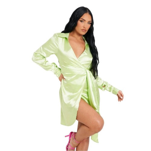 Front - Missy Empire Womens/Ladies Satin Wrap Dress