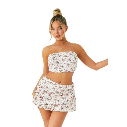 Front - Missy Empire Womens/Ladies Floral Ruched Crop Top