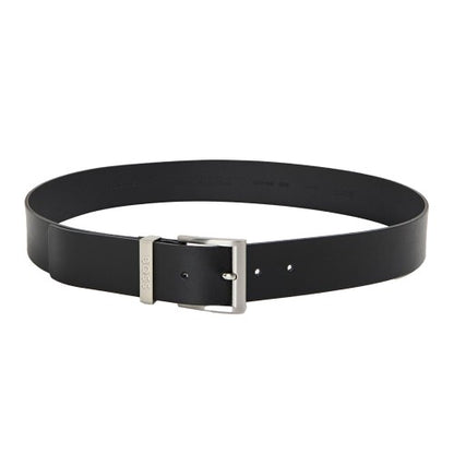 Front - Boss Mens Engraved Logo Leather Dress Belt
