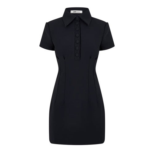 Front - Muse Womens/Ladies Button Slim Mini Dress
