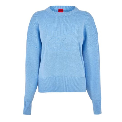 Front - Hugo Womens/Ladies Plain Drop Shoulder Relaxed Fit Sweater Top