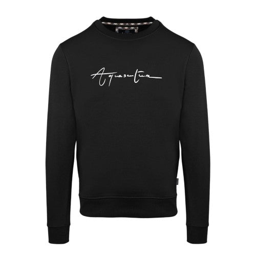 Front - Aquascutum Mens Script Crew Neck Regular Sweatshirt