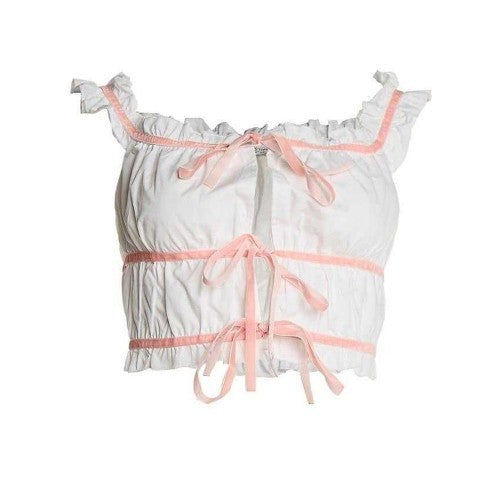 Front - Collective The Label Womens/Ladies Lace Up Crop Top