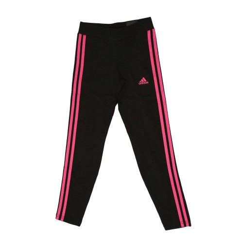 Front - Adidas Girls Stripes Mid Rise Leggings