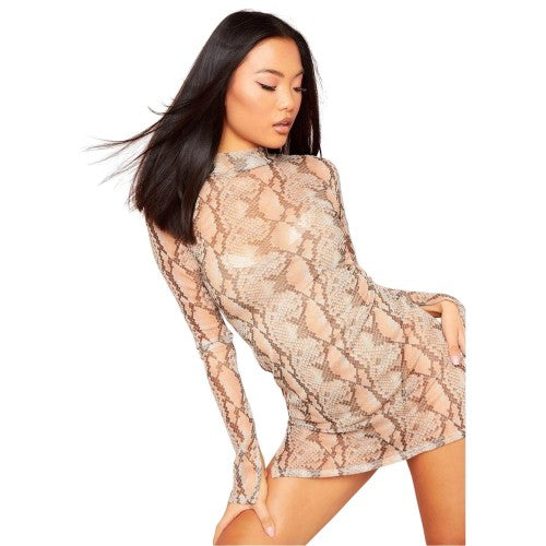 Front - Missy Empire Womens/Ladies Snake Print Long-Sleeved Mini Dress
