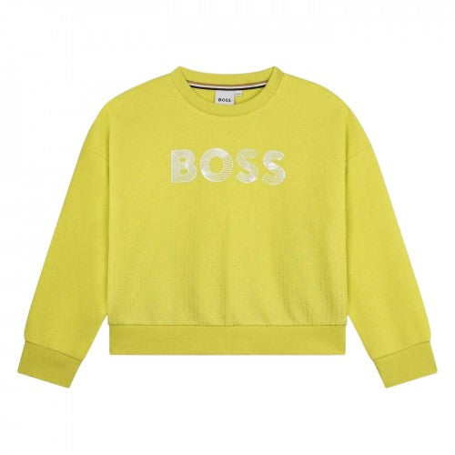 Front - Boss Childrens/Kids Logo Crew Neck Relaxed Fit Sweatshirt