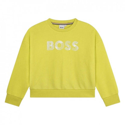 Front - Boss Childrens/Kids Logo Crew Neck Relaxed Fit Sweatshirt
