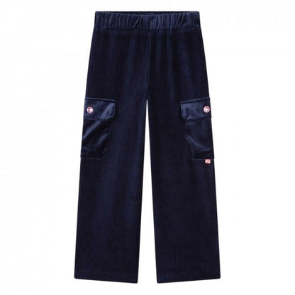Front - Billieblush Girls Velour Wide Leg Cargo Trousers