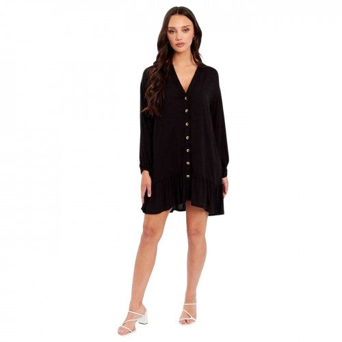 Front - Influence Womens/Ladies V Neck Long-Sleeved Mini Dress