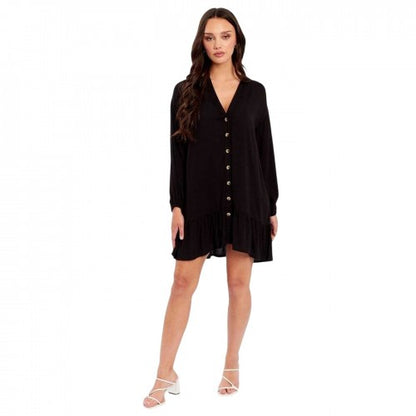 Front - Influence Womens/Ladies V Neck Long-Sleeved Mini Dress