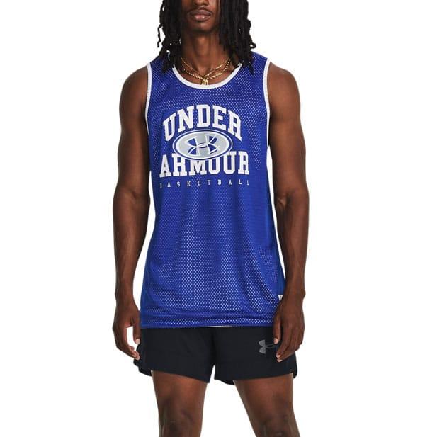 Blue - Side - Under Armour Mens Baseline Reversible Jersey