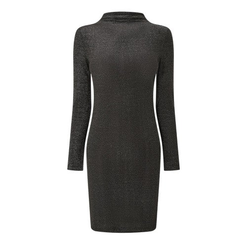 Front - Pieces Womens/Ladies Glitter Knitted High Collar Bodycon Dress