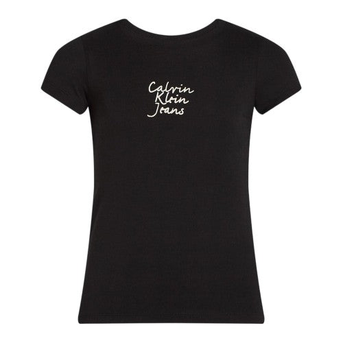 Front - Calvin Klein Childrens/Kids Lettering Slim Short-Sleeved T-Shirt