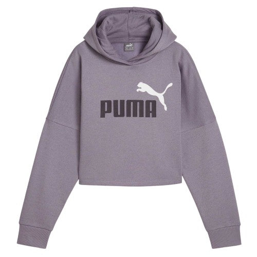 Front - Puma Girls Logo Relaxed Fit Crop Hoodie