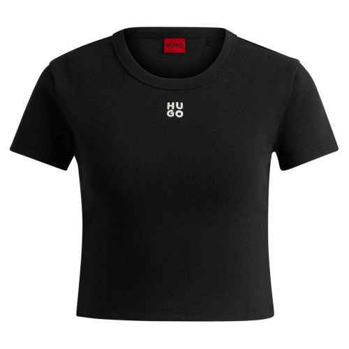 Front - Hugo Womens/Ladies Logo Cotton Crop T-Shirt