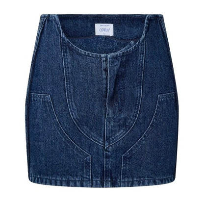Front - Off White Womens/Ladies Cargo Denim Mini Skirt