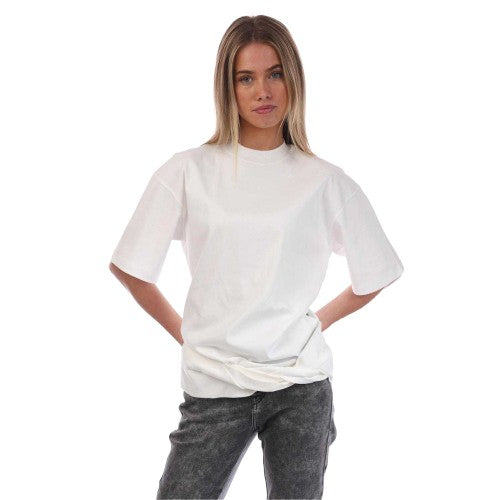 Front - Off White Womens/Ladies Arrow Cotton Twisted Hem T-Shirt