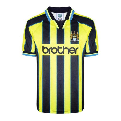 Front - Manchester City FC Mens Draw Vertical Stripe Regular T-Shirt