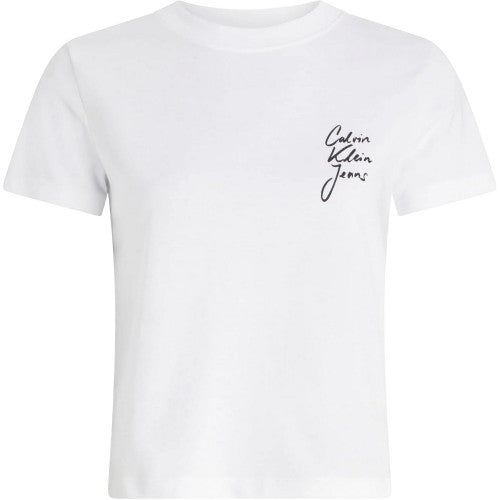Front - Calvin Klein Womens/Ladies Logo Crew Neck Regular Crop T-Shirt