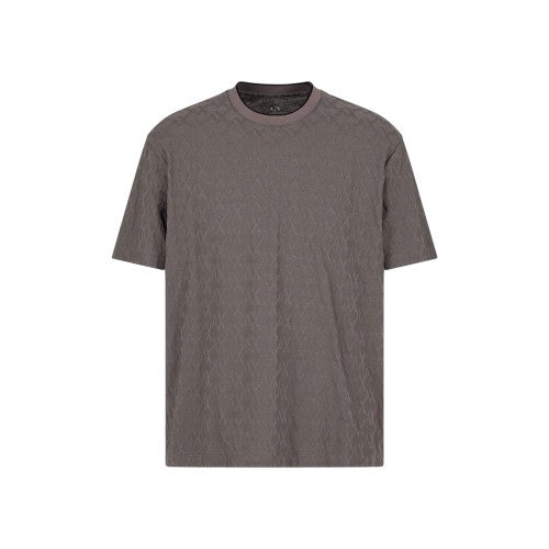 Front - Armani Exchange Mens Textured Crew Neck Regular T-Shirt